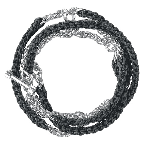LINKS OF LONDON-Ασημένιο βραχιόλι Links of London Essentials Charm Wrap Black Medium