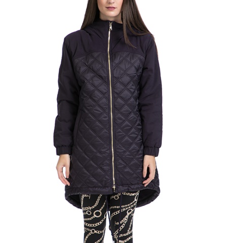 JUICY COUTURE-Γυναικείο παρκά QUILTED NYLON PUFFER PARKA μαύρο-μπλε
