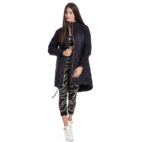 JUICY COUTURE-Γυναικείο παρκά QUILTED NYLON PUFFER PARKA μαύρο-μπλε