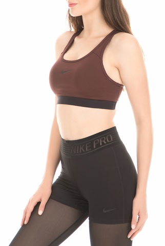 NIKE-Γυναικείος αθλητικός στηθόδεσμος Nike Classic Padded καφέ