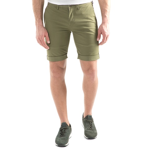 BEN SHERMAN-Ανδρική chino βερμούδα Ben Sherman STRETCH SLIM CHINO SHORT λαδί