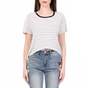JUICY COUTURE-Γυναικεία κοντομάνικη μπλούζα SLIM STRIPE JUICY COUTURE λευκή-μαύρη