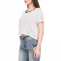 JUICY COUTURE-Γυναικεία κοντομάνικη μπλούζα SLIM STRIPE JUICY COUTURE λευκή-μαύρη