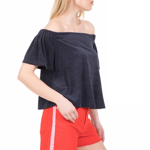 JUICY COUTURE-Γυναικεία off the shoulders μπλούζα MICROTERRY JUICY COUTURE μπλε