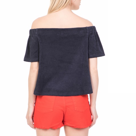 JUICY COUTURE-Γυναικεία off the shoulders μπλούζα MICROTERRY JUICY COUTURE μπλε