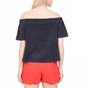 JUICY COUTURE-Γυναικεία off the shoulders μπλούζα MICROTERRY JUICY COUTURE μπλε