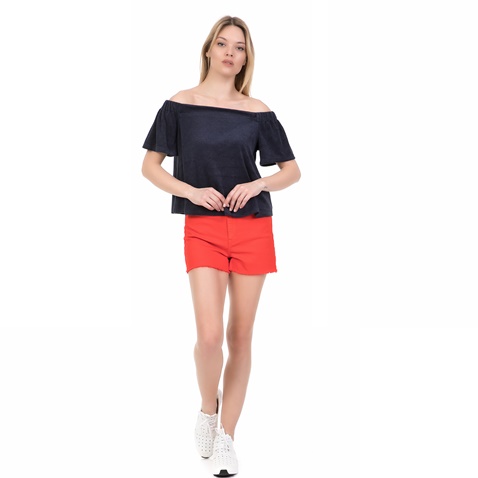 JUICY COUTURE-Γυναικεία off the shoulders μπλούζα MICROTERRY JUICY COUTURE μπλε