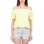 JUICY COUTURE-Γυναικεία off the shoulders μπλούζα MICROTERRY JUICY COUTURE κίτρινη