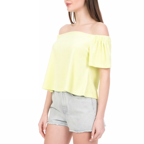JUICY COUTURE-Γυναικεία off the shoulders μπλούζα MICROTERRY JUICY COUTURE κίτρινη