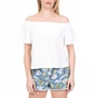 JUICY COUTURE-Γυναικεία off the shoulders μπλούζα MICROTERRY JUICY COUTURE λευκή