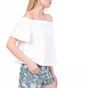 JUICY COUTURE-Γυναικεία off the shoulders μπλούζα MICROTERRY JUICY COUTURE λευκή