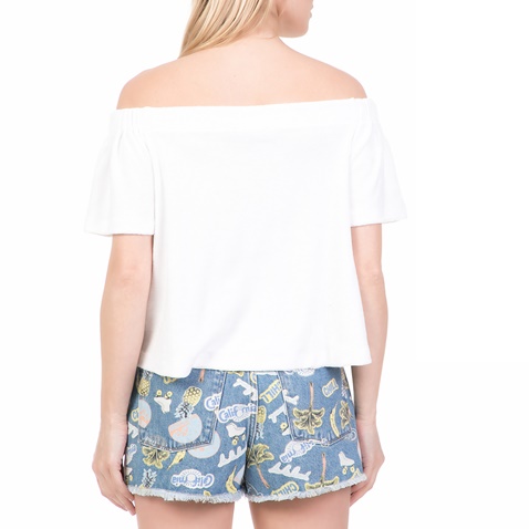 JUICY COUTURE-Γυναικεία off the shoulders μπλούζα MICROTERRY JUICY COUTURE λευκή