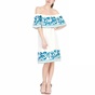 SCOTCH & SODA-Γυναικείο midi φόρεμα Scotch & Soda Boho off the shoulder λευκό μπλε