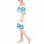 SCOTCH & SODA-Γυναικείο midi φόρεμα Scotch & Soda Boho off the shoulder λευκό μπλε