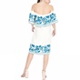 SCOTCH & SODA-Γυναικείο midi φόρεμα Scotch & Soda Boho off the shoulder λευκό μπλε