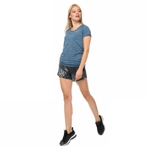 NIKE-Γυναικείο σορτς NIKE FLX SHORT 3IN RIVAL PR μαύρο-γκρι με μοτίβο 