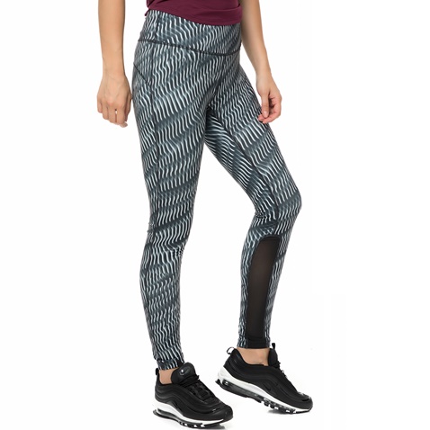 NIKE-Γυναικείο μακρύ κολάν NIKE POWER EPIC RUN TIGHT PR μαύρο-γκρι με μοτίβο