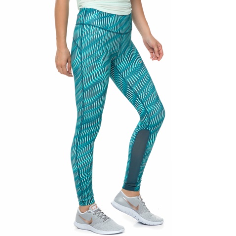 NIKE-Γυναικείο κολάν NIKE POWER EPIC RUN TIGHT PR μπλε με μοτίβο 