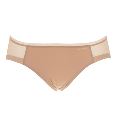 CK UNDERWEAR-Γυναικείο κλασικό σλιπ με ημιδιαφάνεια CK UNDERWEAR μπεζ