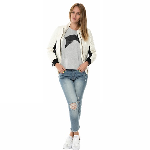 JUICY COUTURE-Γυναικείο μπουφάν JUICY COUTURE HW ULTRA LIGHT COLORBLOCK PUFF λευκό
