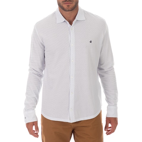 BROOKSFIELD-Ανδρικό πουκάμισο BROOKSFIELD SLIM FIT λευκό μπλε