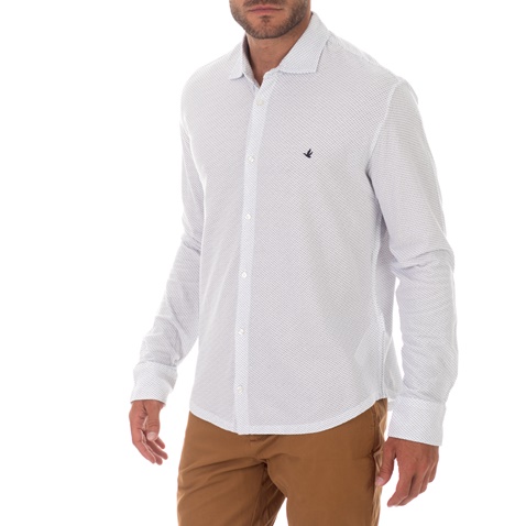 BROOKSFIELD-Ανδρικό πουκάμισο BROOKSFIELD SLIM FIT λευκό μπλε