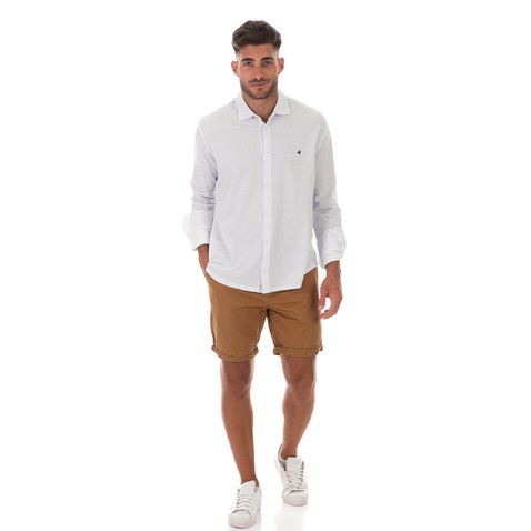 BROOKSFIELD-Ανδρικό πουκάμισο BROOKSFIELD SLIM FIT λευκό μπλε
