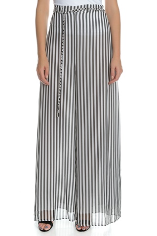 GUESS-Γυναικεία ψηλόμεση παντελόνα CHERYL GUESS ριγέ ασπρόμαυρη