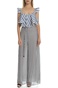 GUESS-Γυναικεία ψηλόμεση παντελόνα CHERYL GUESS ριγέ ασπρόμαυρη