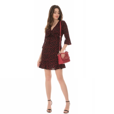 GUESS-Γυναικείο φόρεμα με σχέδιο GUESS PENELOPE μαύρο - κόκκινο