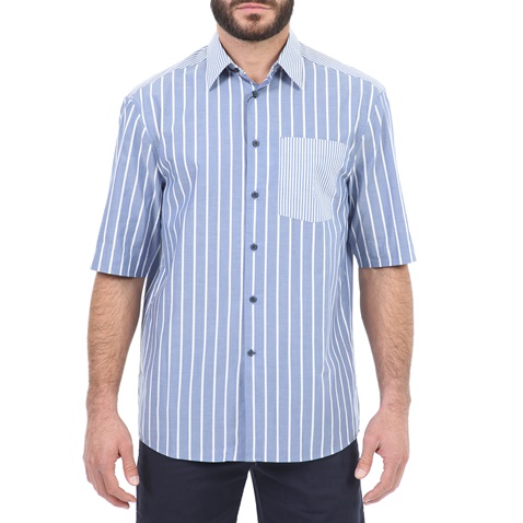 CK-Ανδρικό κοντομάνικο πουκάμισο CK GARON_3/4 BOLD STRIPE μπλε