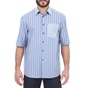 CK-Ανδρικό κοντομάνικο πουκάμισο CK GARON_3/4 BOLD STRIPE μπλε