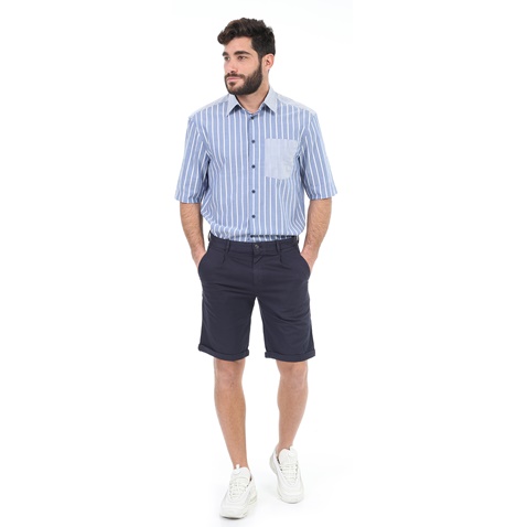 CK-Ανδρικό κοντομάνικο πουκάμισο CK GARON_3/4 BOLD STRIPE μπλε