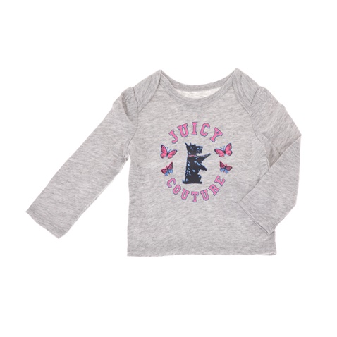 JUICY COUTURE KIDS-Βρεφική μπλούζα JUICY COUTURE KIDS SCOTTIE BUTTERFLY γκρι