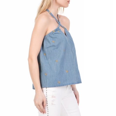 JUICY COUTURE-Γυναικείο denim top BANANA PRINT CHAMBRAY JUICY COUTURE μπλε