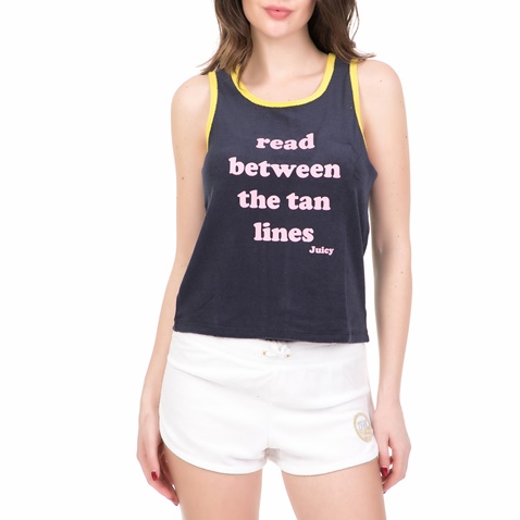 JUICY COUTURE-Γυναικεία αμάνικη μπλούζα MICROTERRY TAN LINES JUICY COUTURE μπλε
