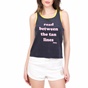 JUICY COUTURE-Γυναικεία αμάνικη μπλούζα MICROTERRY TAN LINES JUICY COUTURE μπλε