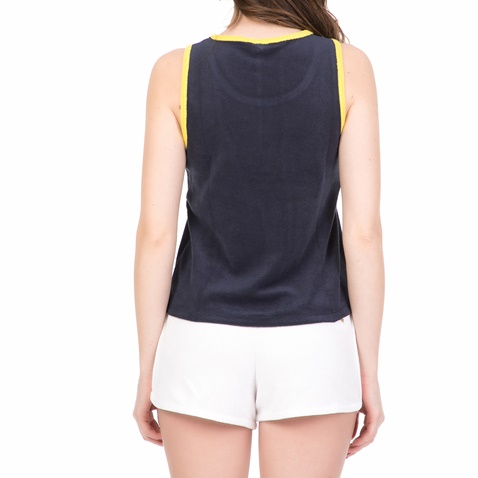 JUICY COUTURE-Γυναικεία αμάνικη μπλούζα MICROTERRY TAN LINES JUICY COUTURE μπλε