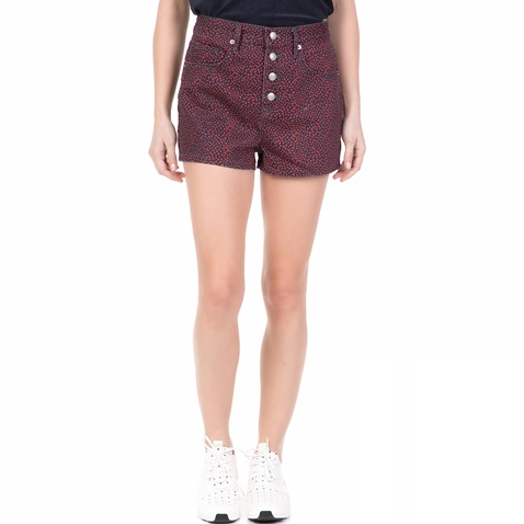 JUICY COUTURE-Γυναικείο ψηλόμεσο σορτς LAUREL DITSY JUICY COUTURE μπλε-κόκκινο