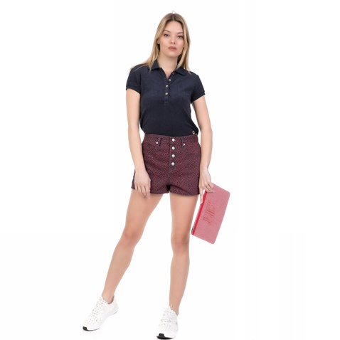 JUICY COUTURE-Γυναικείο ψηλόμεσο σορτς LAUREL DITSY JUICY COUTURE μπλε-κόκκινο