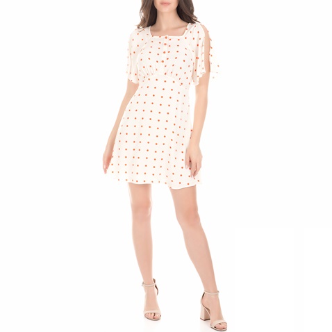 JUICY COUTURE-Γυναικείο μίνι φόρεμα ALL OVER DOT FLIRTY εκρού
