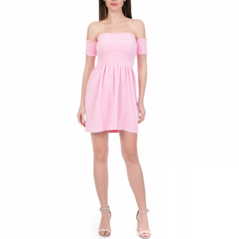 JUICY COUTURE-Γυναικείο mini φόρεμα  MICROTERRY SMOCKED JUICY COUTURE ροζ