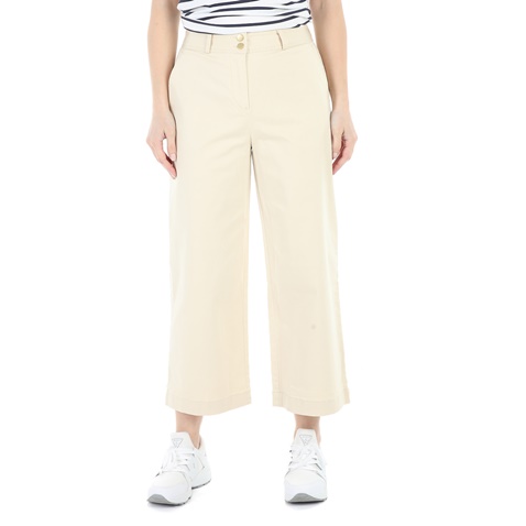 TOMMY HILFIGER-Γυναικεία cropped παντελόνα TOMMY HILFIGER THDW HIGH μπεζ