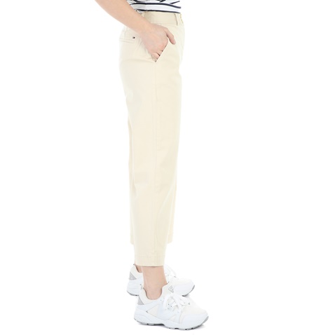 TOMMY HILFIGER-Γυναικεία cropped παντελόνα TOMMY HILFIGER THDW HIGH μπεζ