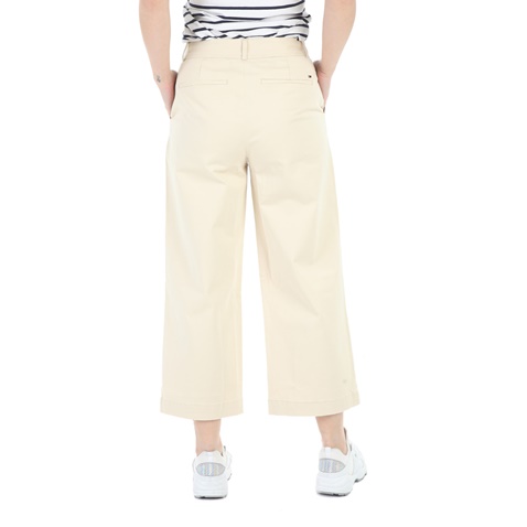 TOMMY HILFIGER-Γυναικεία cropped παντελόνα TOMMY HILFIGER THDW HIGH μπεζ