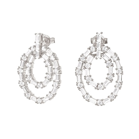 FOLLI FOLLIE-Γυναικεία ασημένια σκουλαρίκια FOLLI FOLLIE Fashionably Silver Collection 