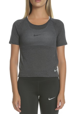 NIKE-Γυναικεία κοντομάνικη μπλούζα NIKE MILER TOP SS BREATHE ανθρακί 
