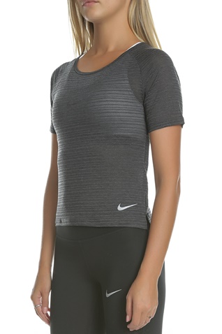 NIKE-Γυναικεία κοντομάνικη μπλούζα NIKE MILER TOP SS BREATHE ανθρακί 