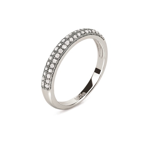 FOLLI FOLLIE-Γυναικείο ασημένιο σιρέ δαχτυλίδι FOLLI FOLLIE CFashionably Silver Essentials 