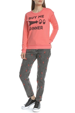 SCOTCH & SODA-Γυναικεία φούτερ μπλούζα με στάμπα SCOTCH & SODA κοραλί